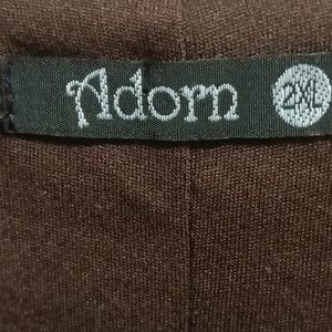 ADORN chocolate 2-pc dress w laced crocheted tasseled flared hem Size 2X